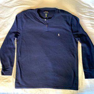 Men's Polo Long Sleeve Sleepwear | Sz XL (Blue)